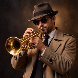 Mr.JazzMan playing trumpet